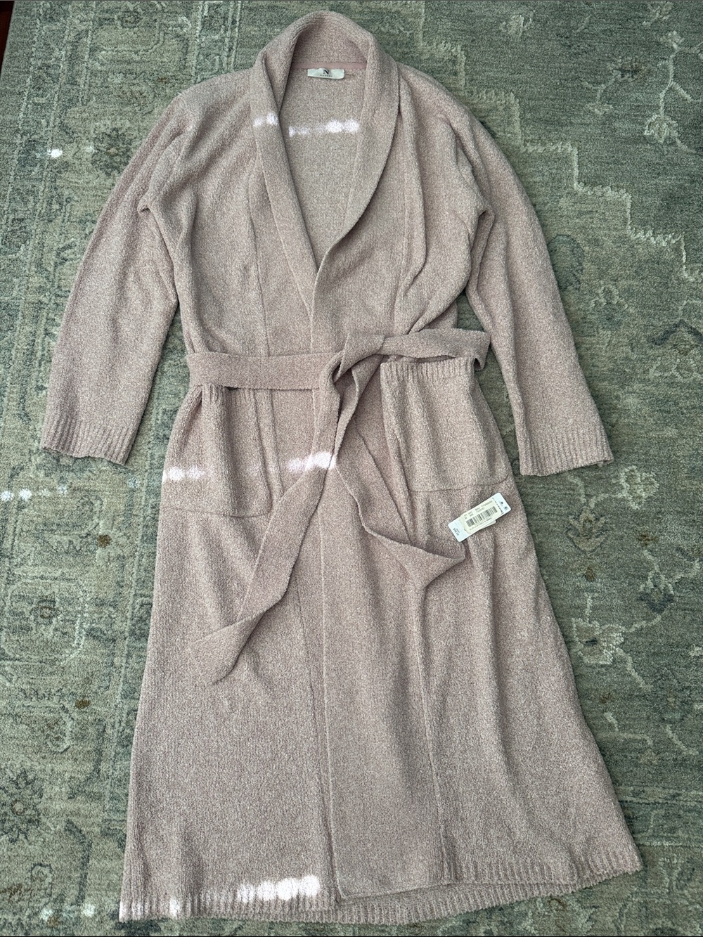 Natori Cozy Longline Shawl-Collar Robe in Dusty Pink